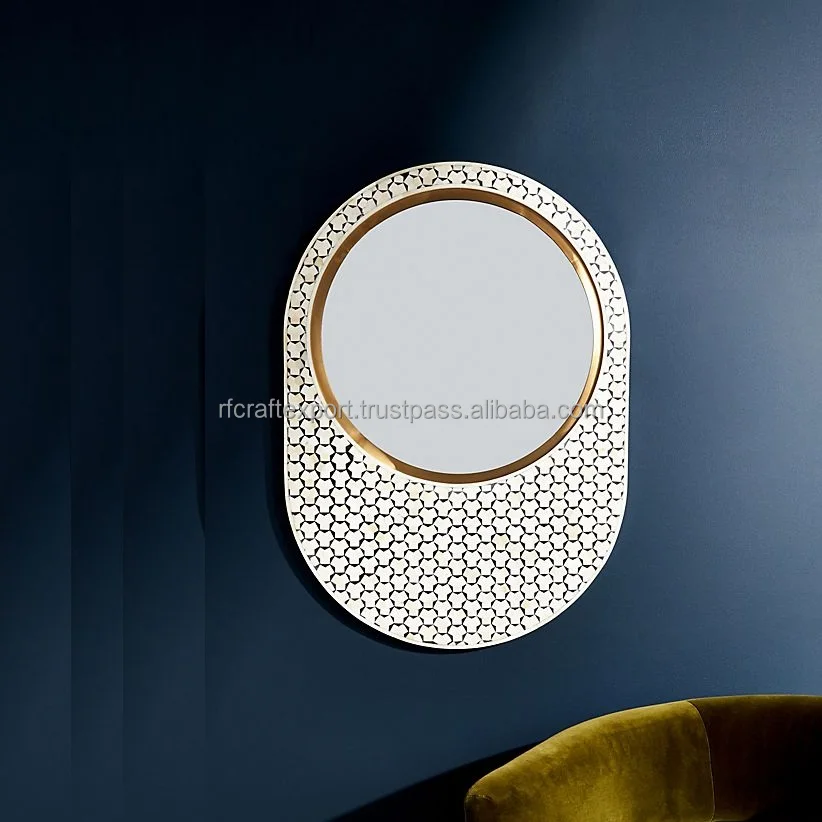 New Modern Luxury Design Wood Wall Mounted Mirror Simple Design Customized Shape & Wood Mirror From India by RF Crafts