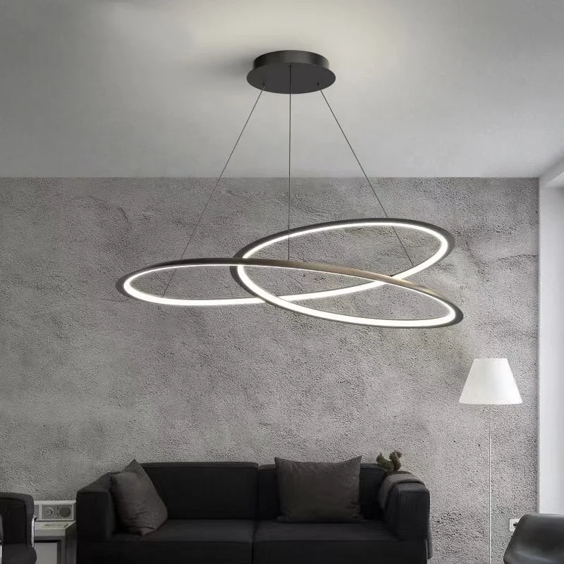 Villa Office Interior Lighting Designer Black 0-10V Triac DALI Dimmable Modern Chandelier for office