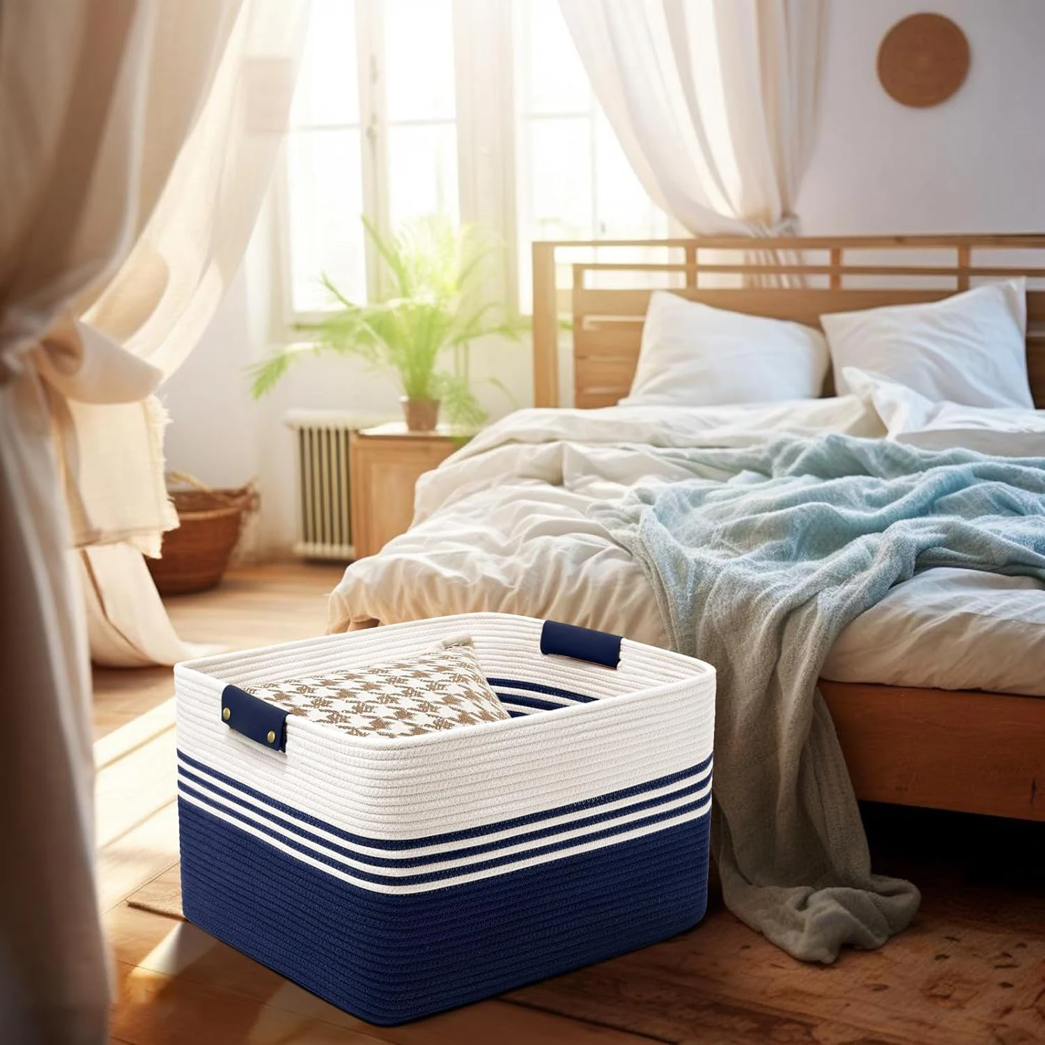 Wholesale Rectangle Blanket Laundry Toys Storage Basket for Organizing Woven Nursery Large Cotton Rope Baskets