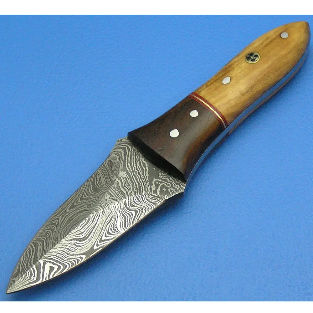 Custom Logo Wood Handle Seafood Opener oyster knife Premium Damascus Steel Shucking Oyster Knife