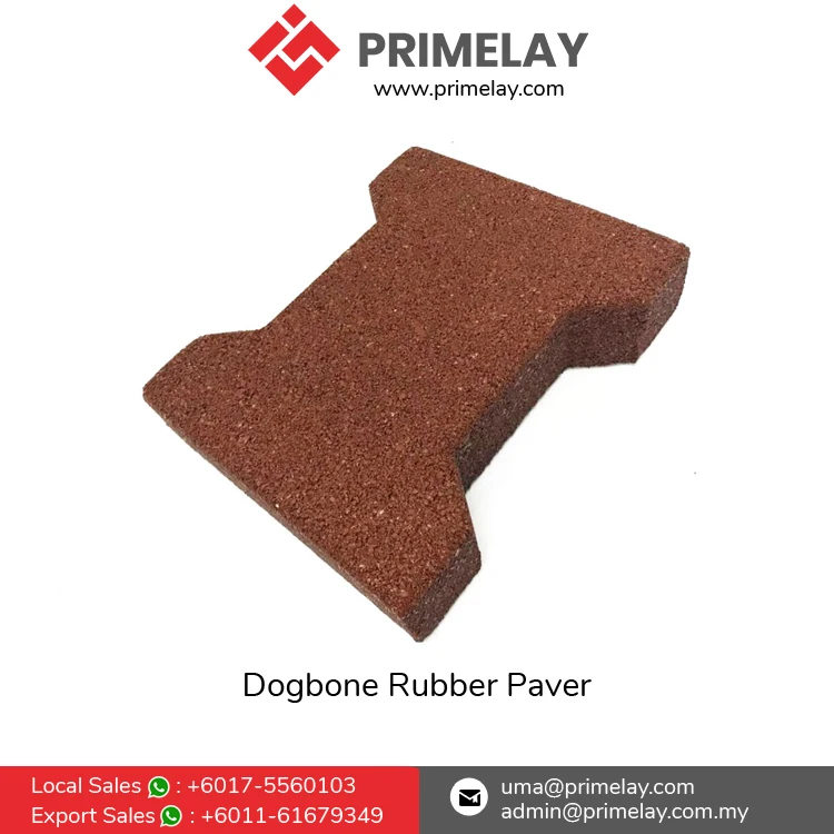 Interlocking Pattern Easy to Install 43mm Thickness Heavy Duty Slip Resistant Dogbone Shape Rubber Pavers for Outdoor Walkway