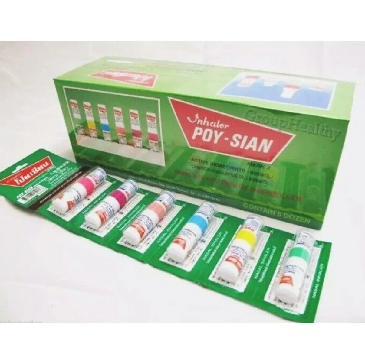 Original POY-SIAN Inhaler 1.7 ml 2 IN 1 Refreshing and Aroma Oil Stick Metered-dose inhaler (MDI) Made in Thailand Pack 60 pcs
