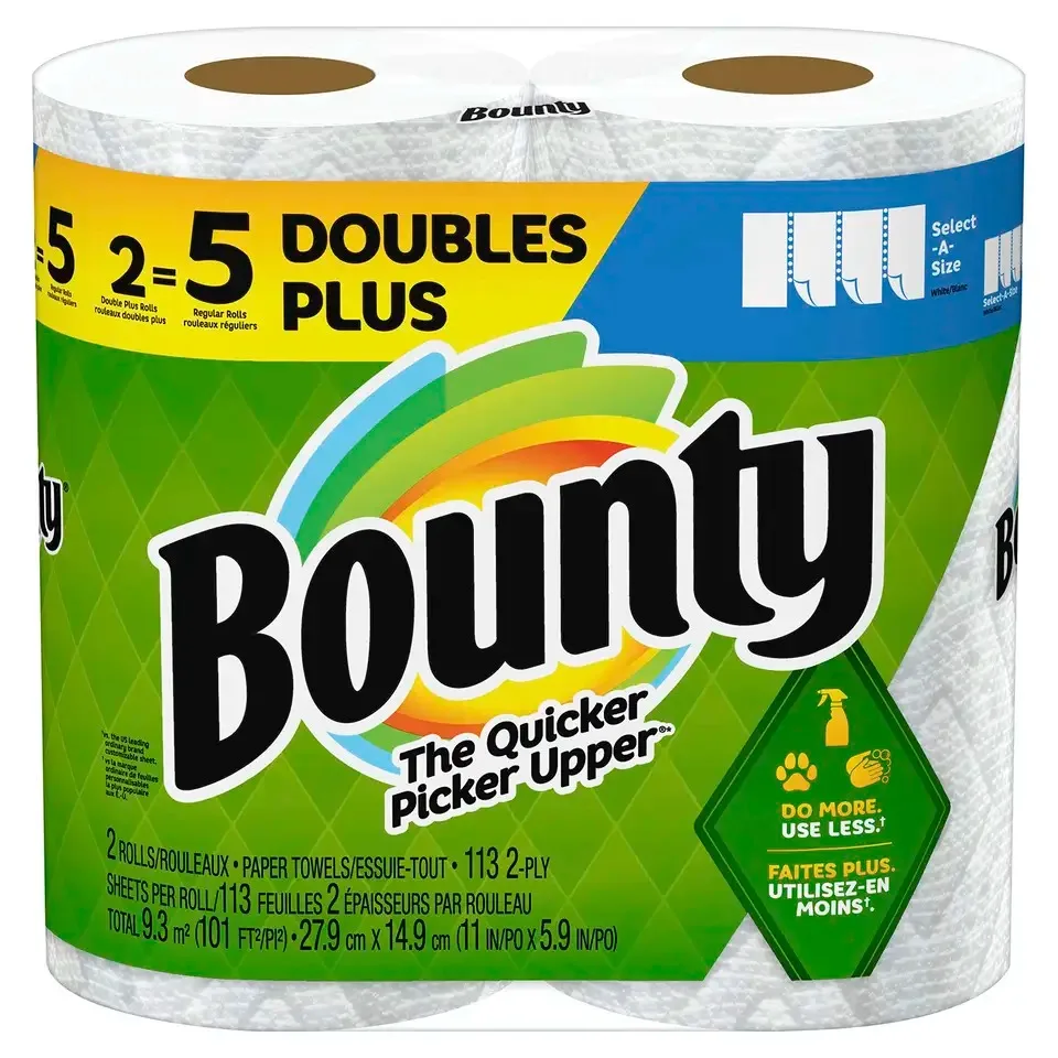 Bounty Select-A-Size Paper Towels, White, 12 Double Rolls