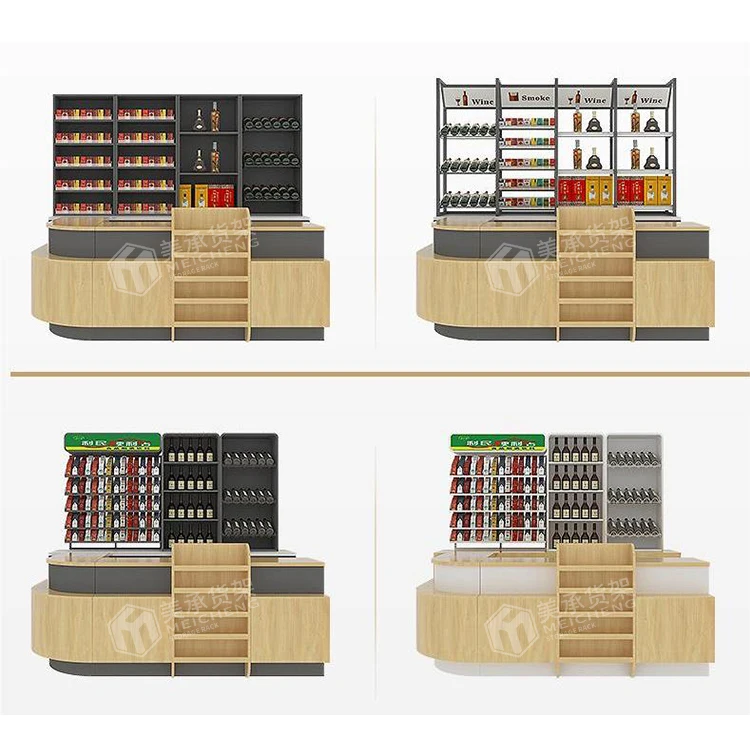 Meicheng Hot Selling Wood Cash Register Wooden Retail Shop Grocery Store Cashier Counters