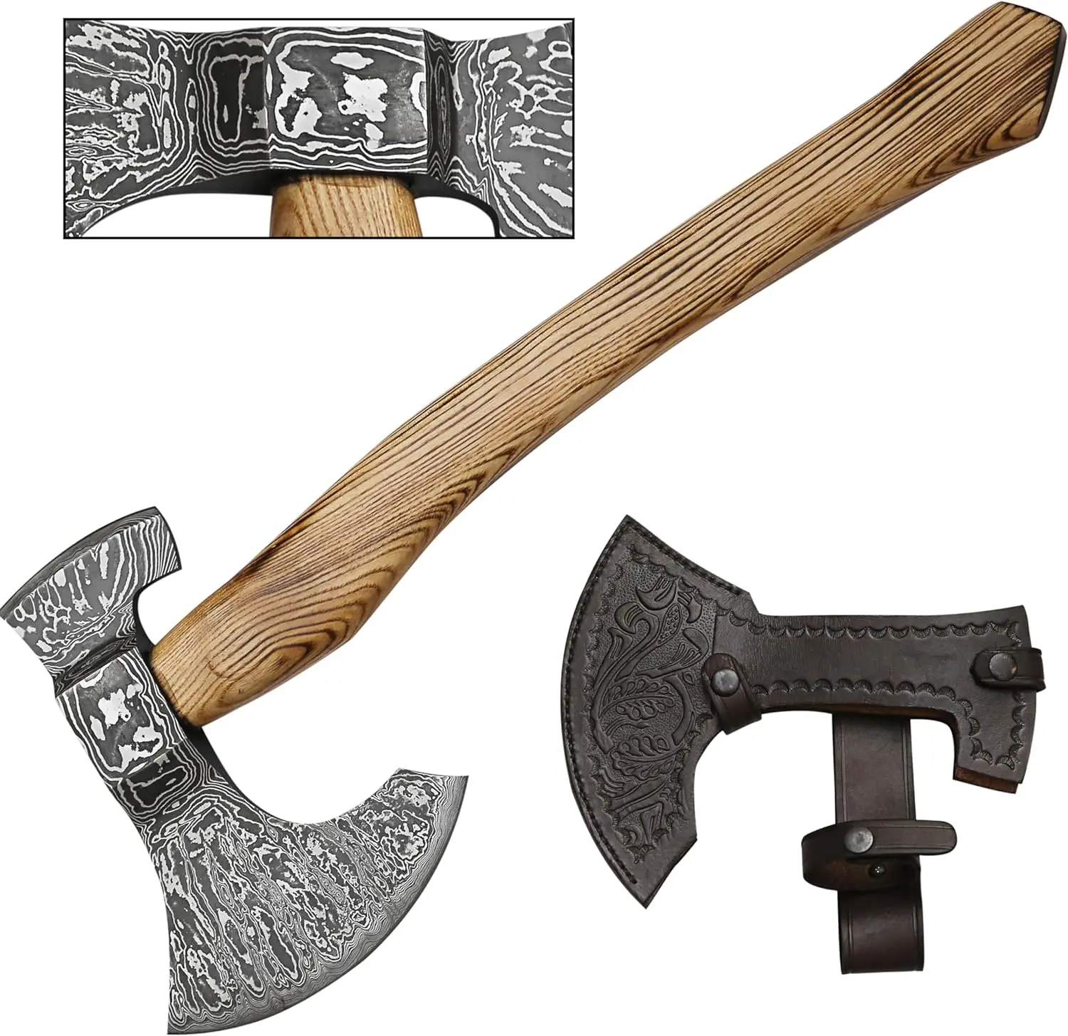 Custom Engraved Damascus Steel Multi-Functional Axe Damascus Steel Industrial Hammer Chopping Splitting Axes Tactical Design