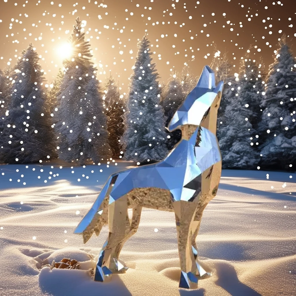 Modern Animal Mirror Polished Stainless Steel 3M Wolf Sculpture Christmas Decoration Metal Crafts