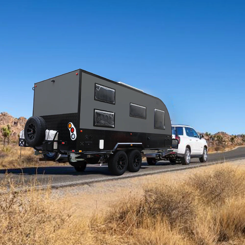 2022 hot sale grey color motorcycle  trailer fiberglass enclosed caravan rvs for sale