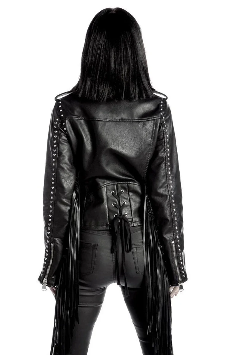 Ladies Western Leather Jacket Real Soft Leather Jacket Lamb Sheep Women Jackets in Black Color With Fringes By Hasnain Products