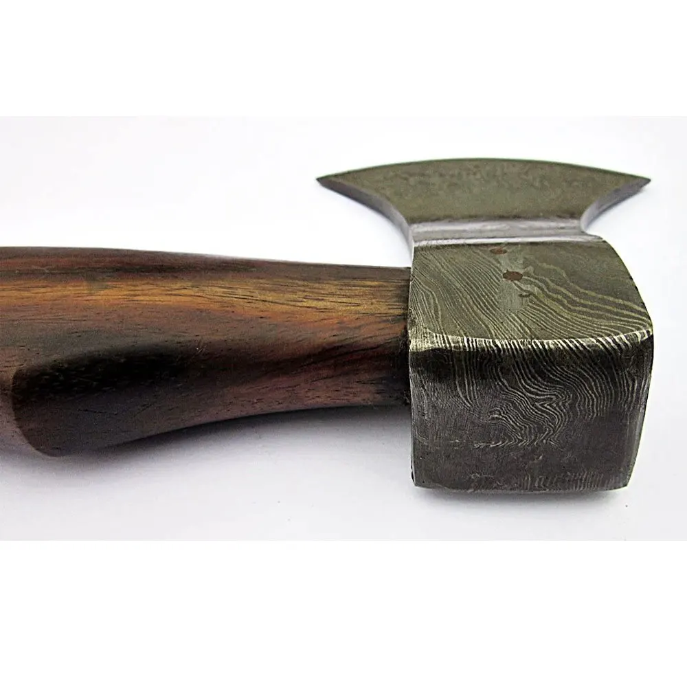 Damascus Steel American Style Axe with Leather Sheath / Wholesale Hand Made Damascus Steel Axe For Regular Use