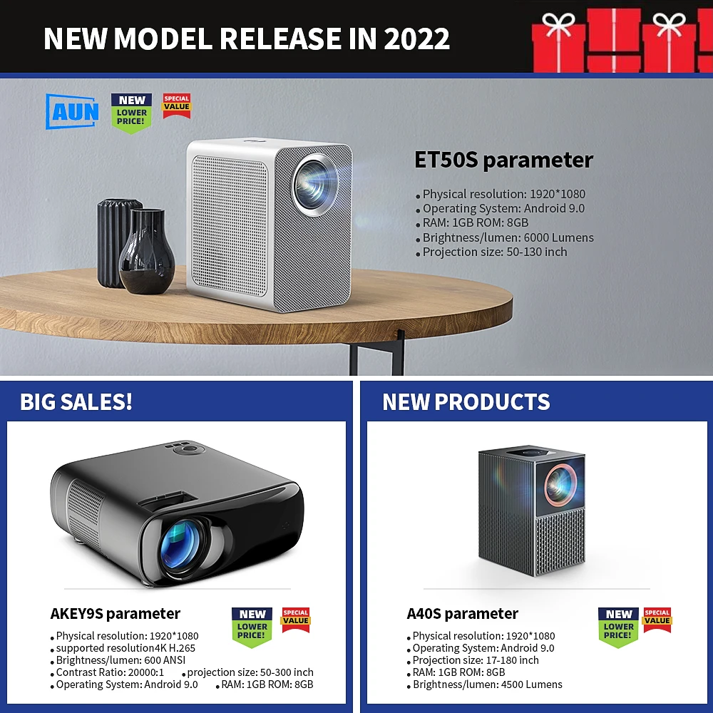 Aliexpress Hot Selling model 1920x1080P, 200 ANSI Lumens AC3 Decoding, LED Projector For Home Cinema, 3D Beamer