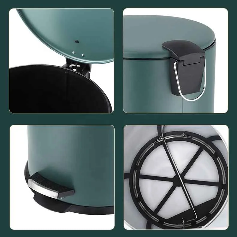 Kitchen bathroom Soft-Close Round Rust Protection 12 litres stainless steel step trash can