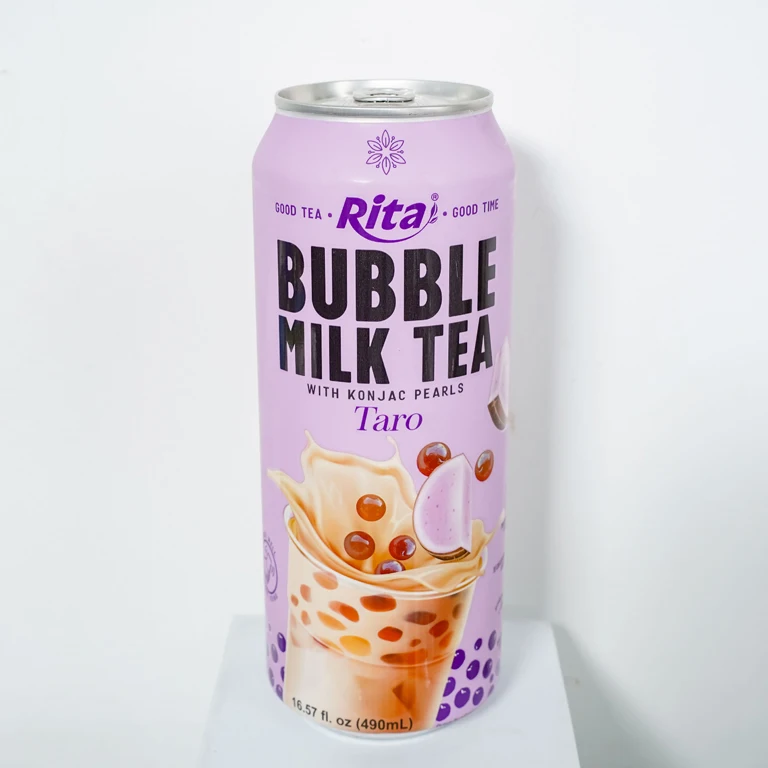 Factory Price Fruit Flavor Custom 16.57 Fl Oz Canned Boba Bubble Tea Drink and Konjac Pearls with Taro RITA Own Brand