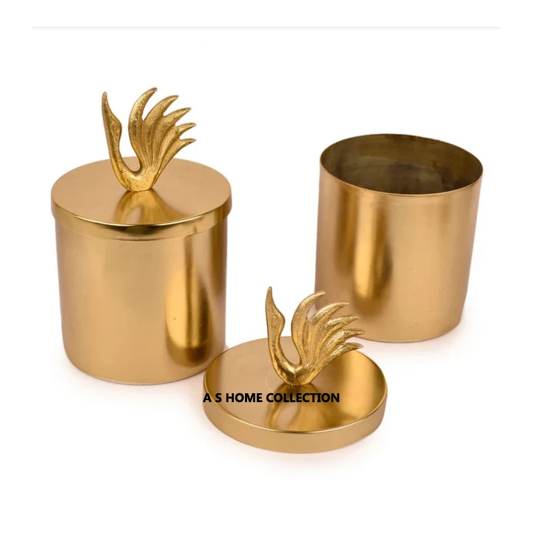 wooden vintage design decorative Wholesale Tea Sugar Food Storage Jar Airtight Container canister with metal bird lid