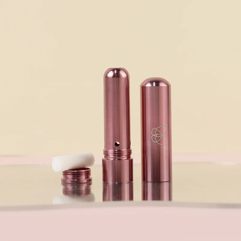 2023 hot selling blue pink gray aluminium inhaler bottle purple nasal inhaler essential oils aromatherapy oil diffuser