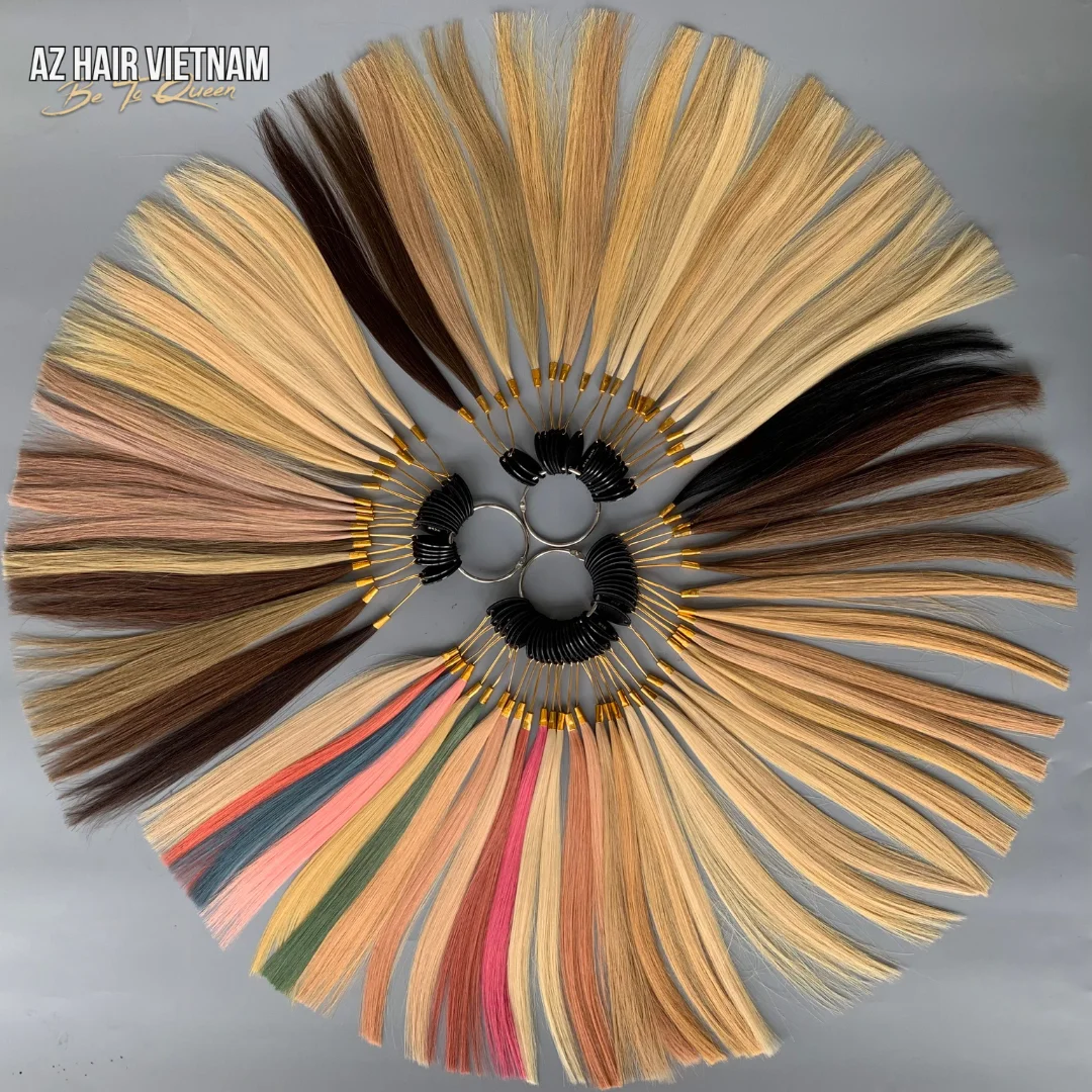 Диаграмма более 70 цветов для парикмахерской и магазина наращивания волос 100% Необработанные натуральные человеческие волосы вьетнамские пучки