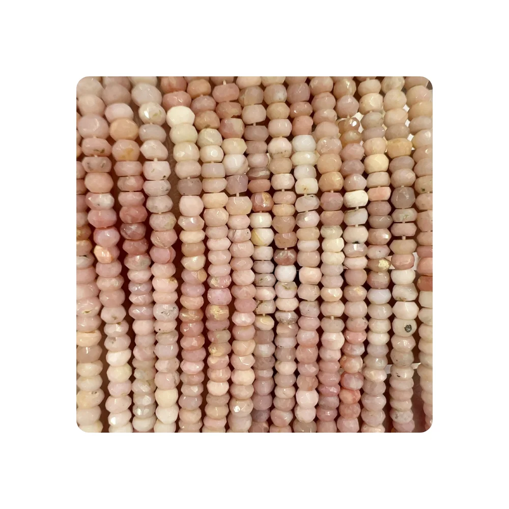 Natural Pink Opal Faceted Rondelle Beads Size 4mm Approx 14 Inches Strand Buy Natural Pink Opal Gemstone Beads Online