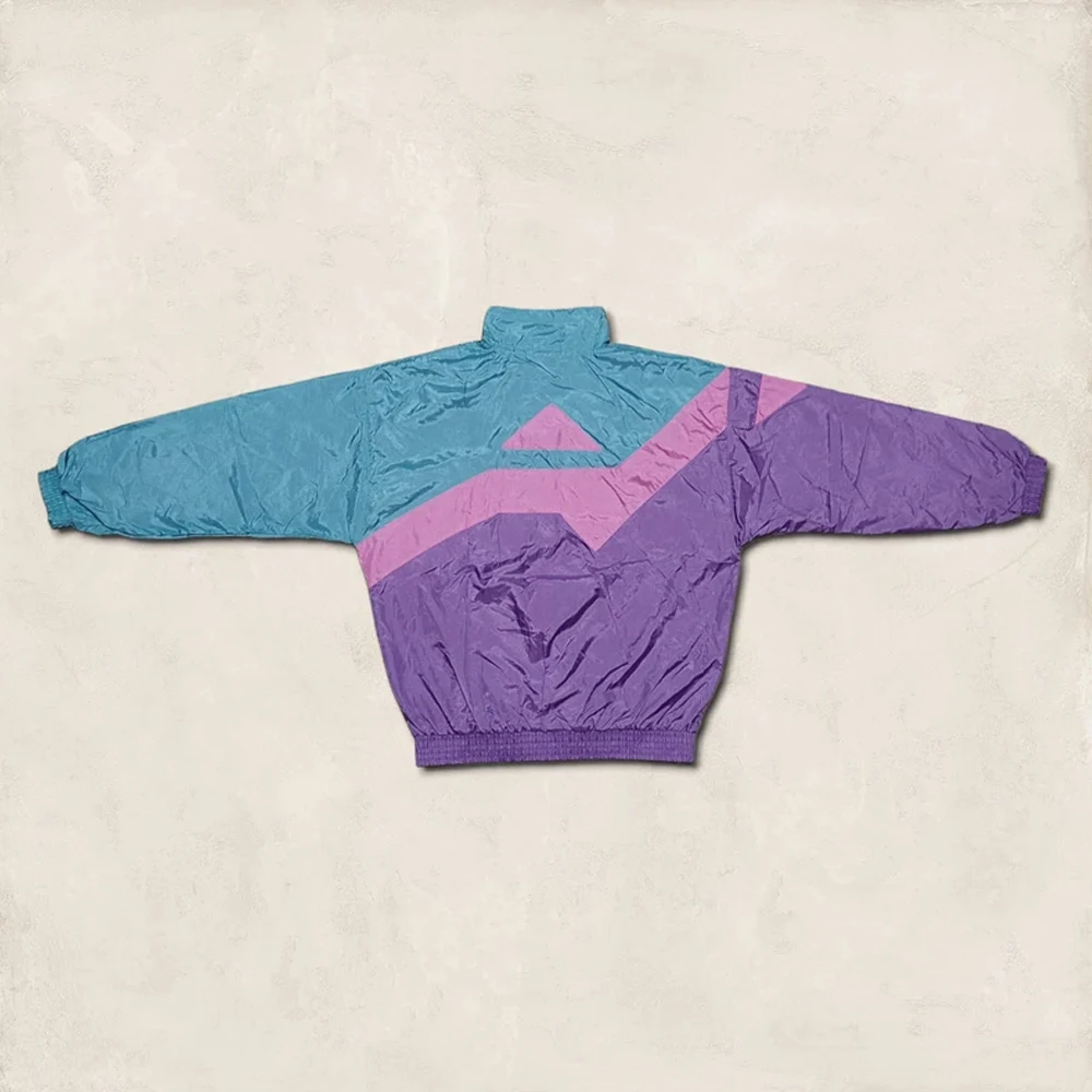 High Quality Vintage 90s Style Work Streetwear Windbreaker Color Block Printed Nylon Panel Maternity Features Sporting Tracksuit