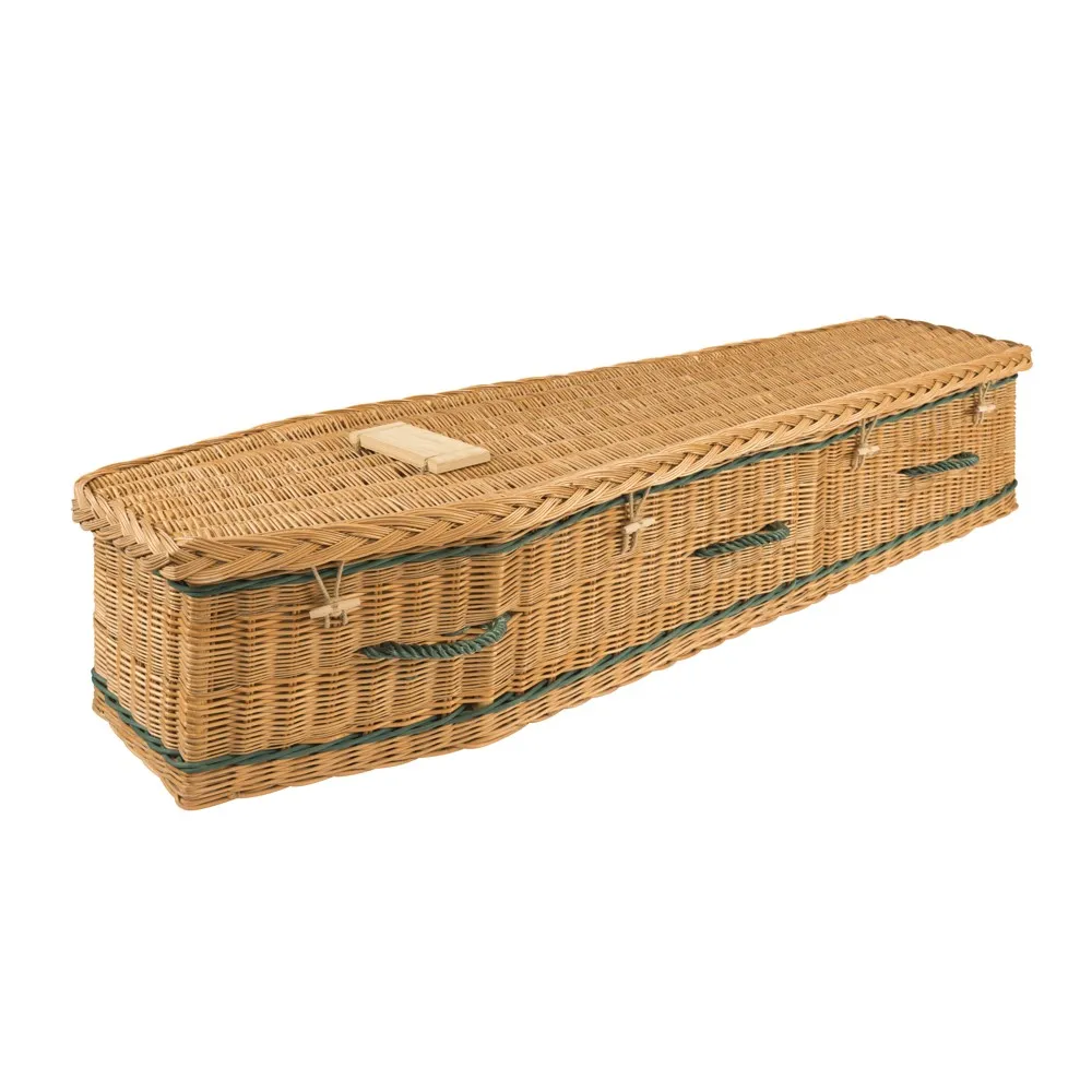 High Quality European Style Rattan Coffin Casket for Ashes Adult Handicraft Wicker funeral coffin for human pet made in Viet Nam