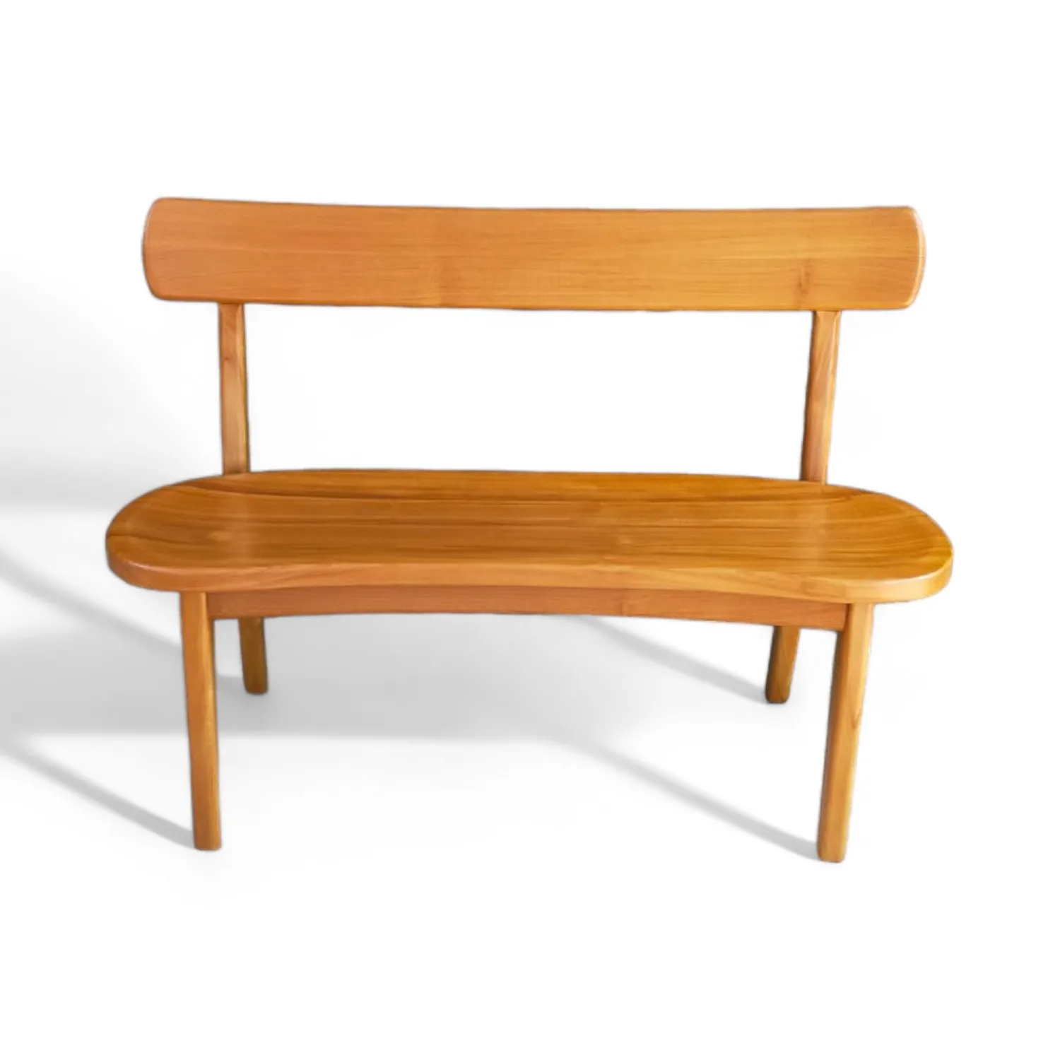 Nordic Living Room Cane Backrest Bench from Natural Teak Wood Frame Vintage Rattan Dining Bench for Home Hotel Apartment Villa