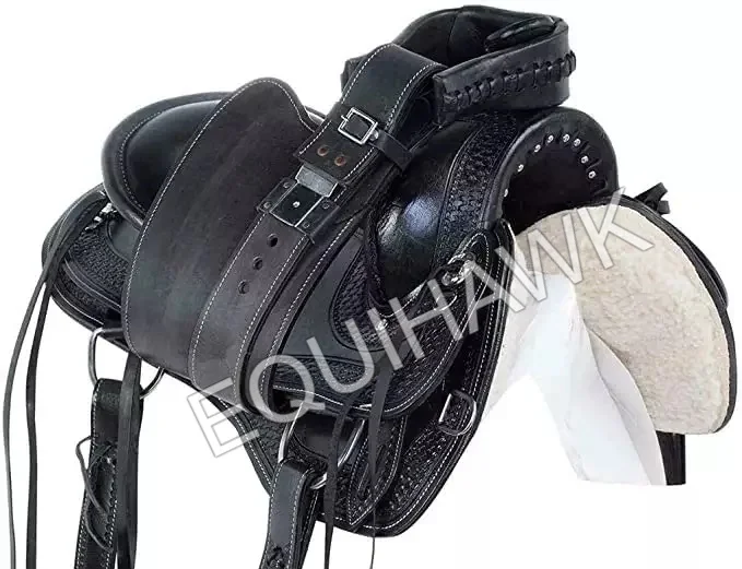 Top Selling Western leather Horse Saddle Quilted padded soft seat With Matching Headstall and Breastplate