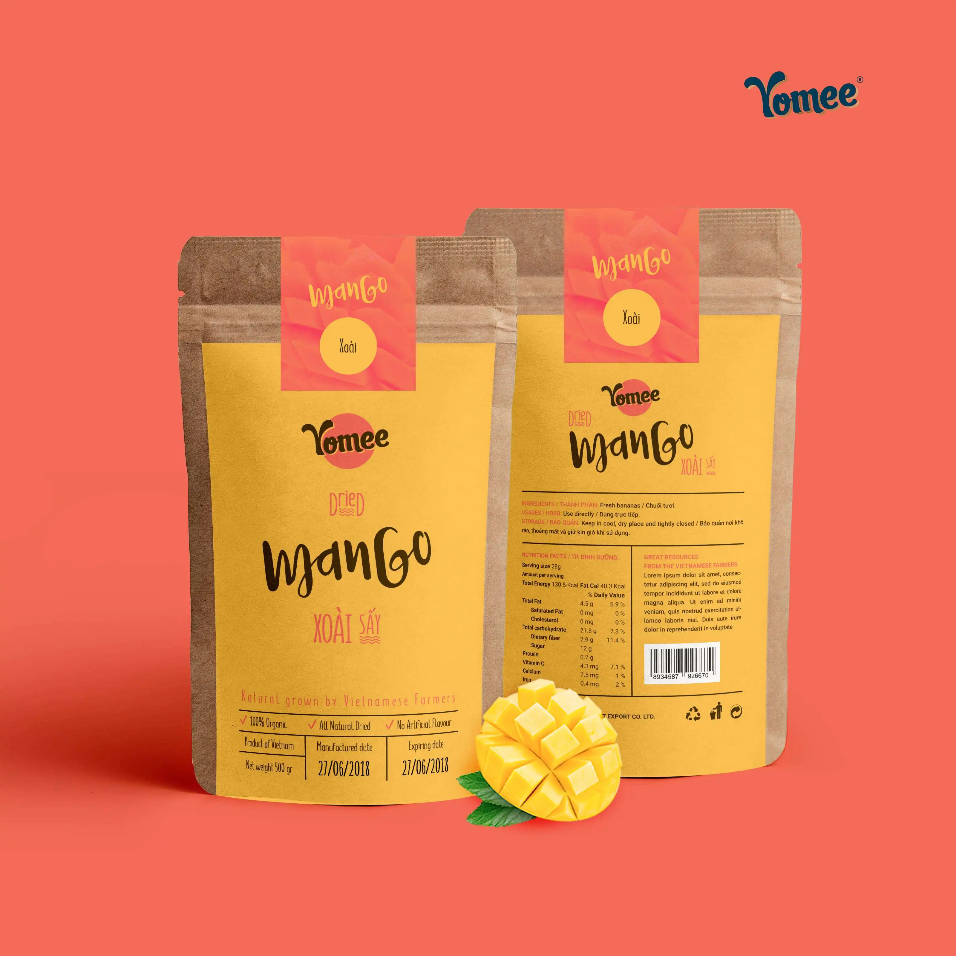 Dried Fruit - Yomee Soft Dried Mango 100G- Fruit from Vietnam - Excellent Quality - Ready for Export