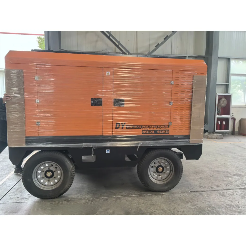 132kw 750CFM 18 бар насос для шин с двойной головкой мобильный переносной воздушный компрессор переменного тока Электрический bi пескоструйная обработка