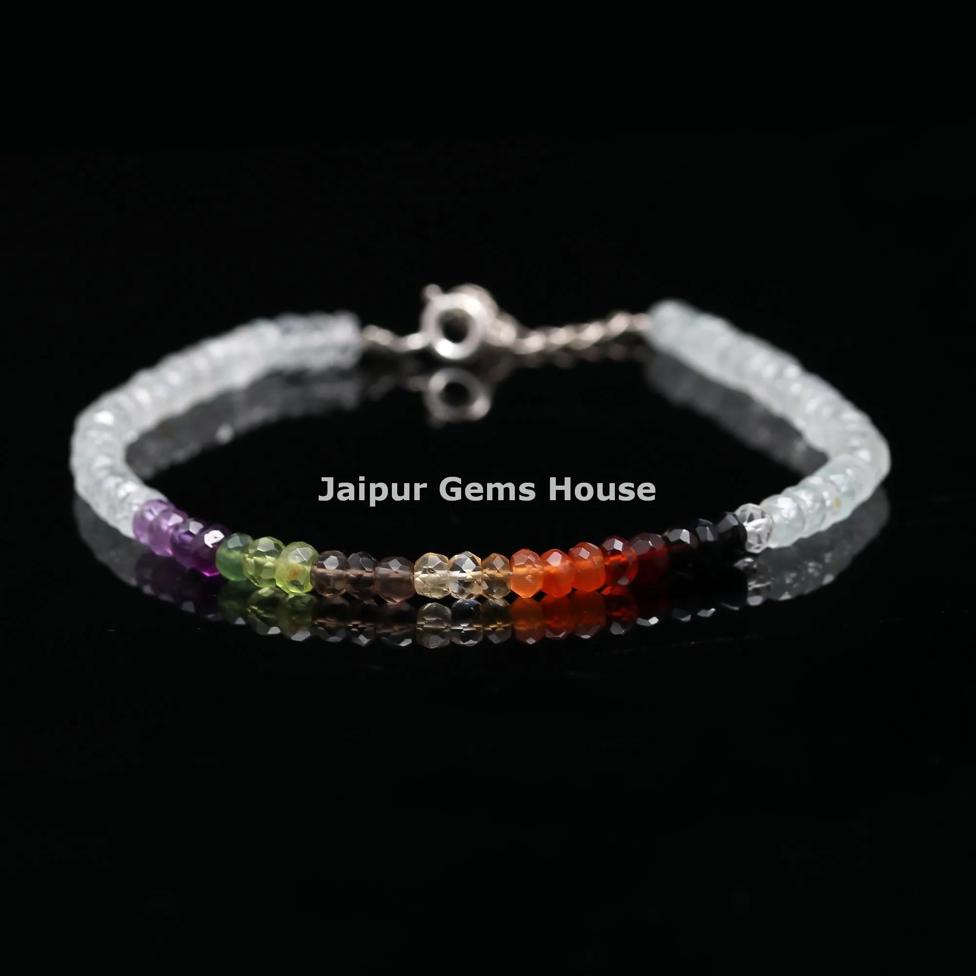 Rainbow Crystal Bracelet 9 Zodiac Sign Bracelet Natural Multi Gemstone Faceted Rondelle Beads Body Chakra Balancing Jewelry