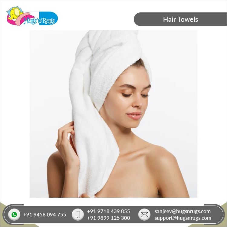 Best in Quality Multicolor Quick Dry Soft Luxury Rectangle 100% Cotton Hair Wrap Towels for Women from Top Seller