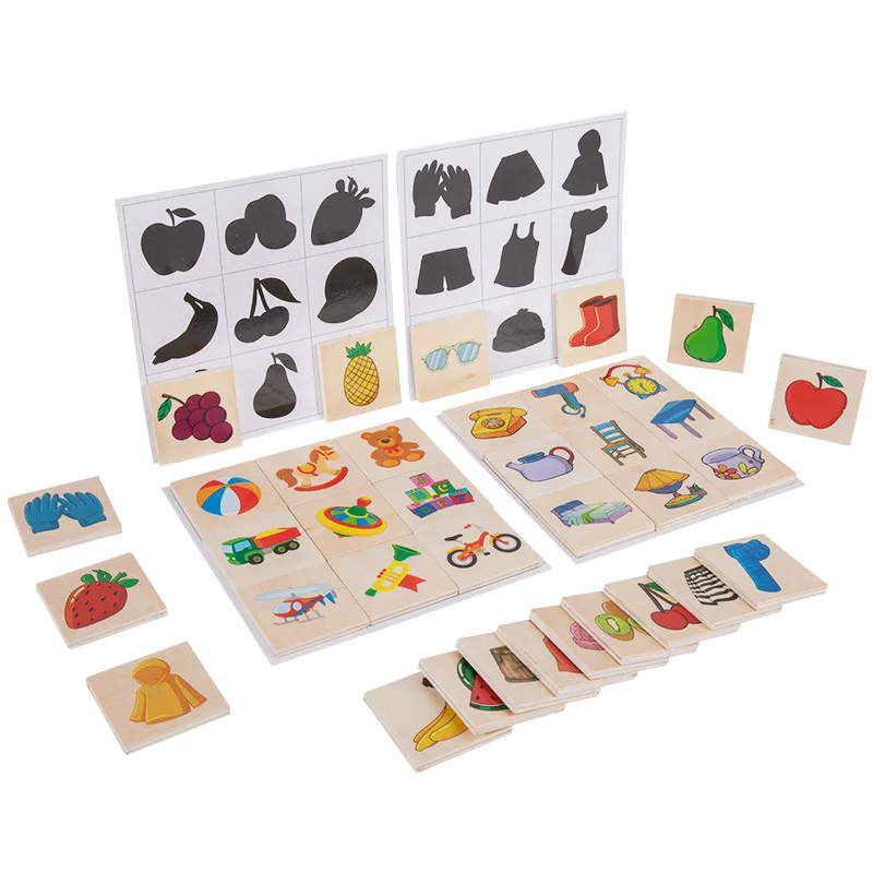 Ready to Ship Wholesale New Products Wooden Shadow Matching Puzzle Exercise Hand-eye Coordination Tabletop Board Game Toys