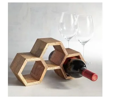 Decorative acacia wood Bottle Storage bottle Holder for Space Kitchen Customized rack with a wood color for Decoration
