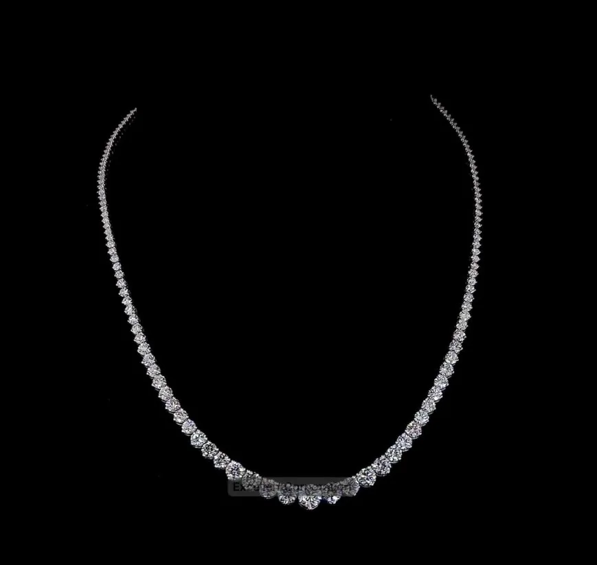 Custom Cubic Tennis Necklace for mens and women 2-6.5mm jewelry chain 14k real White gold Tennis Chain with lab diamond CVD HPHT