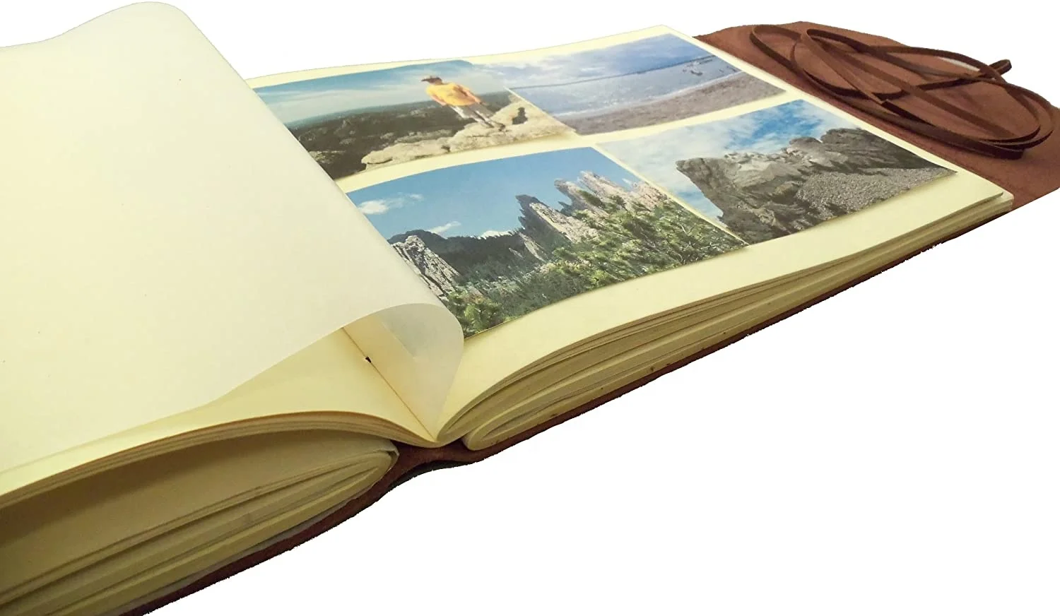 Rustic Genuine vintage Leather Scrapbook Photo Album with Gift Box - Holds 100 4x6 or 5x7 Photos Family Baby Wedding Album