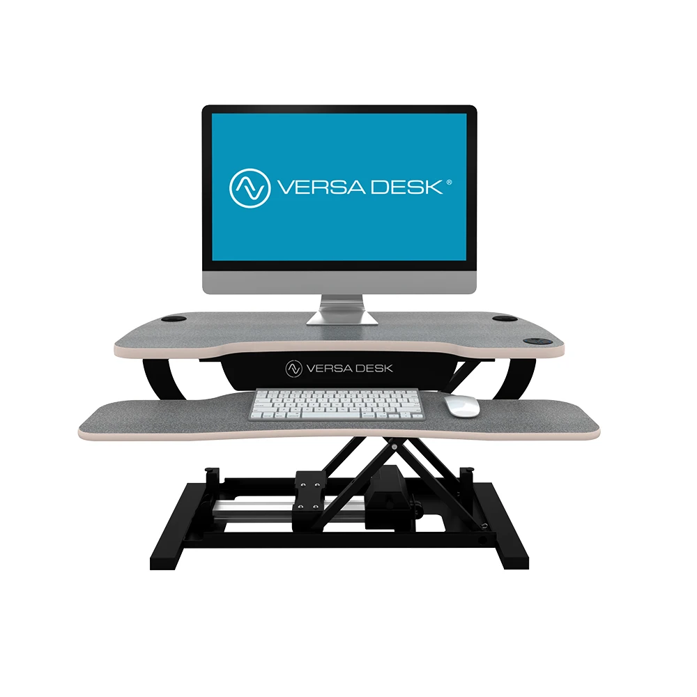 VersaDesk Electric Standing Desk Converter, PowerPro, Height Adjustable Sit to Stand Desktop Riser, Gray