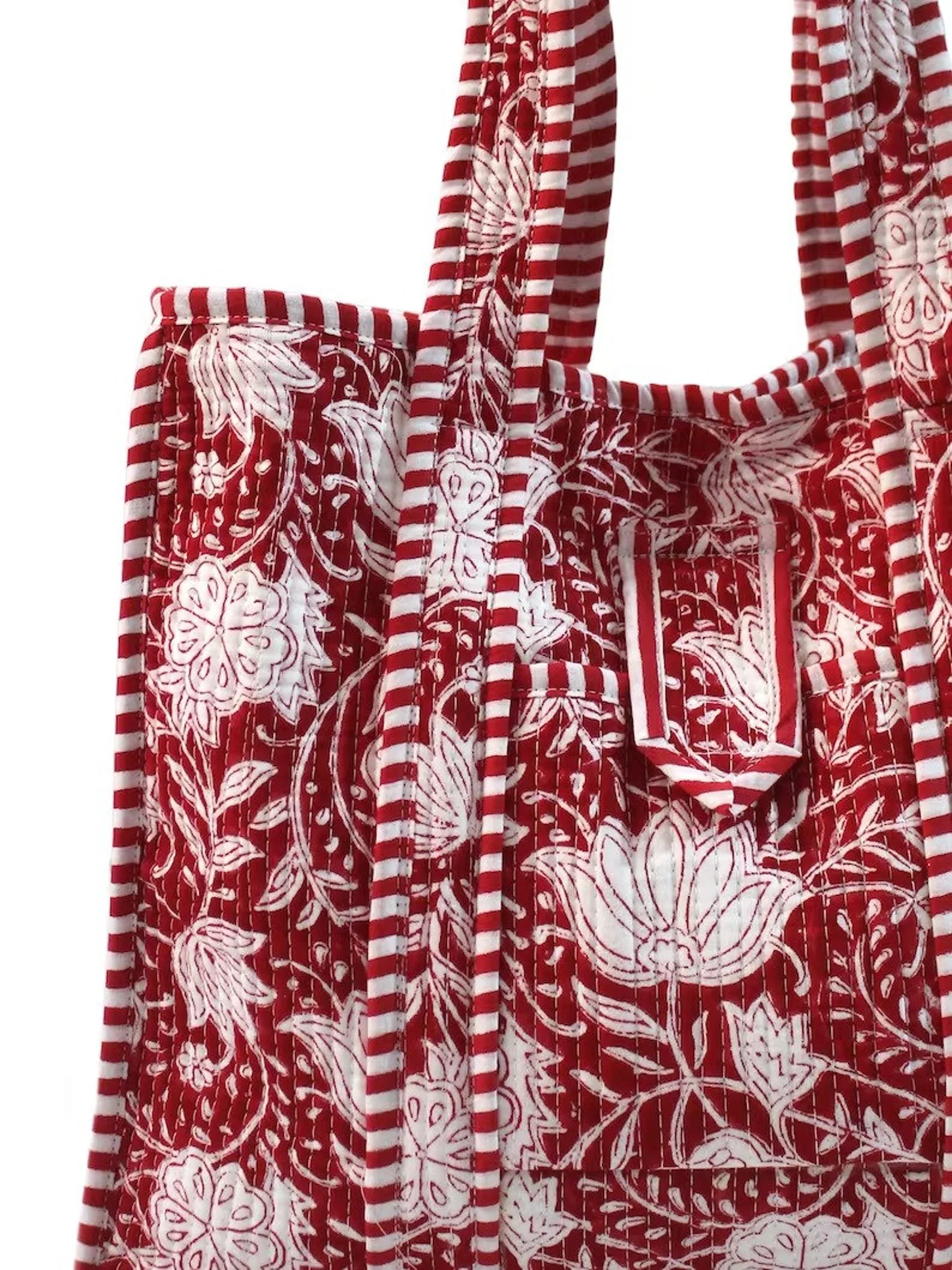 Indian Wholesale Natural Cotton Canvas Floral Printed Tote Bag Reusable Waterproof Shopping Bags for Travel Picnic Daily Use