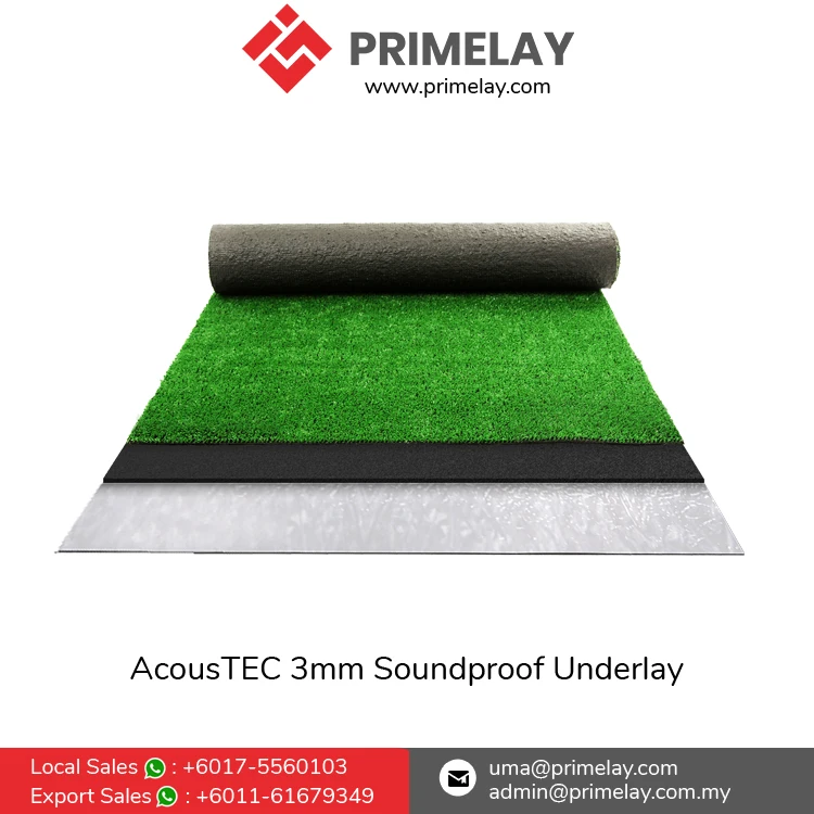 Premium Quality Durable AcousTEC 3mm Soundproof Rubber Underlay Roll for Hardwood Flooring Double Glued Underlay Installation