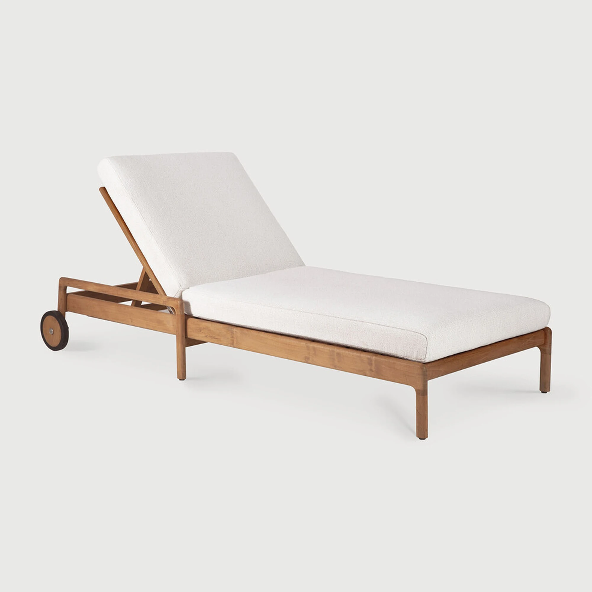Modern Outdoor Sun Lounger Natural Teak With Cushion Best Style - Mino