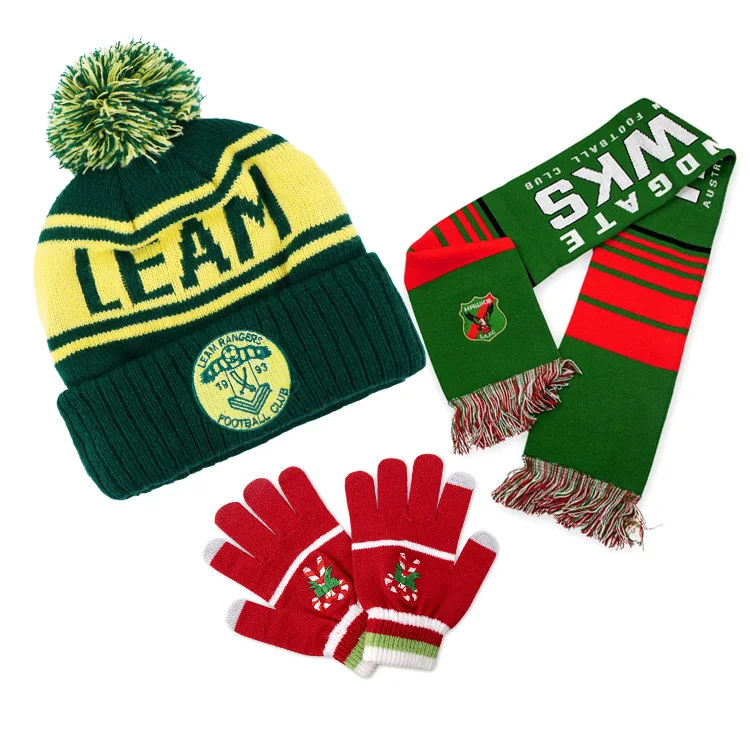 Winter Warmly beanie cap Custom acrylic knit woven label Faux Fur Pom Pom Beanie Hat