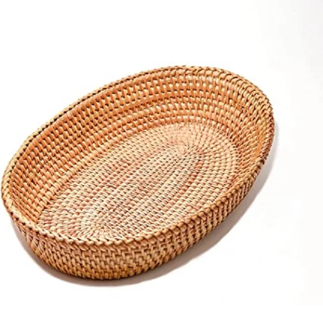 Hand oven Storage Basket Wicker Fruit Basket Decorative Tray Handmade rattan large Round Basket made from natural Rattan (11000007715241)