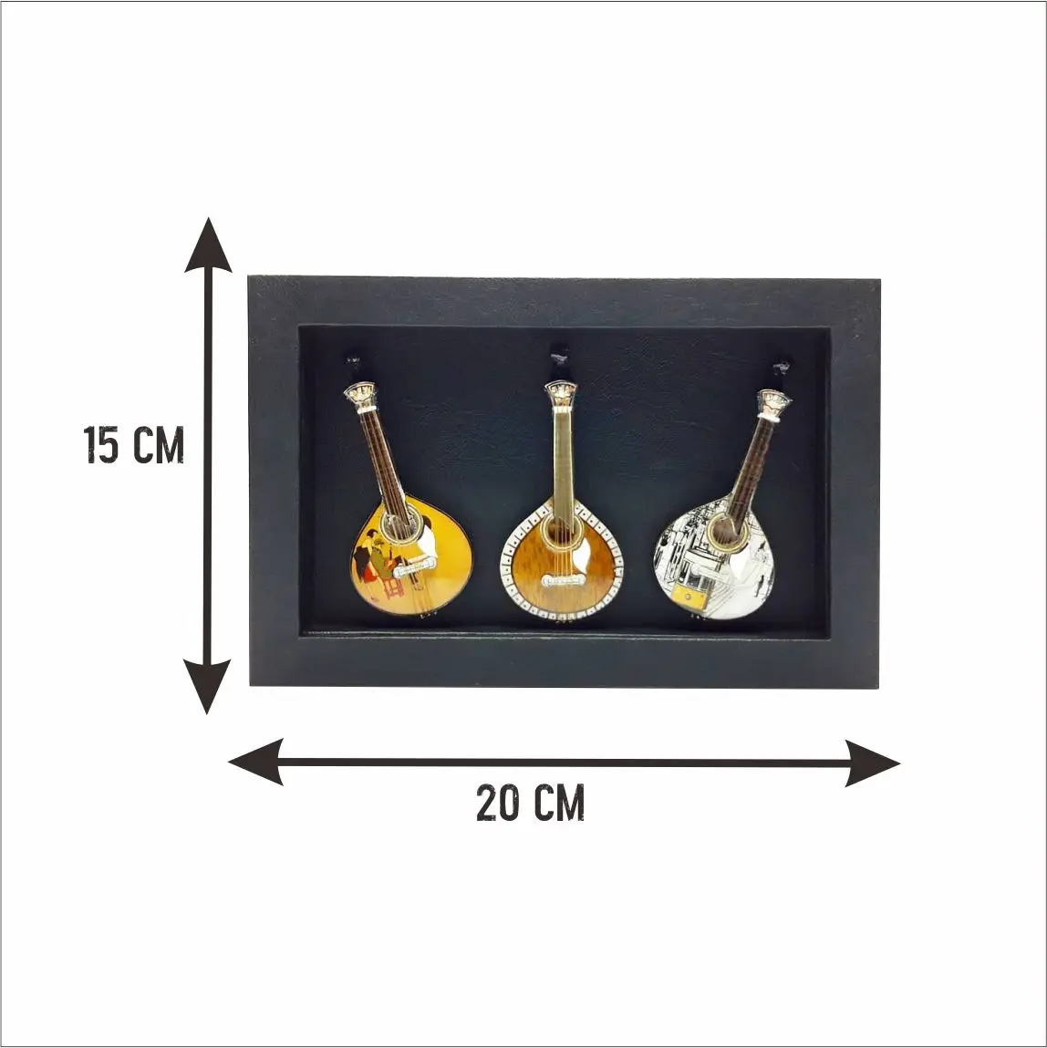 Shadow box frame 3 Portuguese Guitar Design medium size for Wall Decoration Home Decoration  Wooden Handmade and Souvenirs march