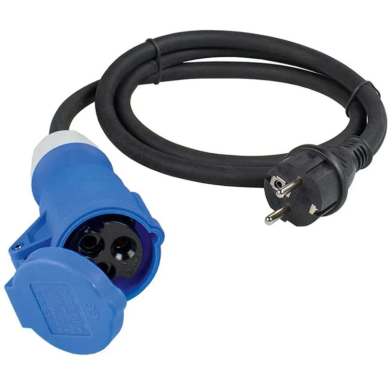 3-pole 0.15m Caravan CEE Industrial Extension Cables Adapter Cable with CEE Coupling and Safety Plug