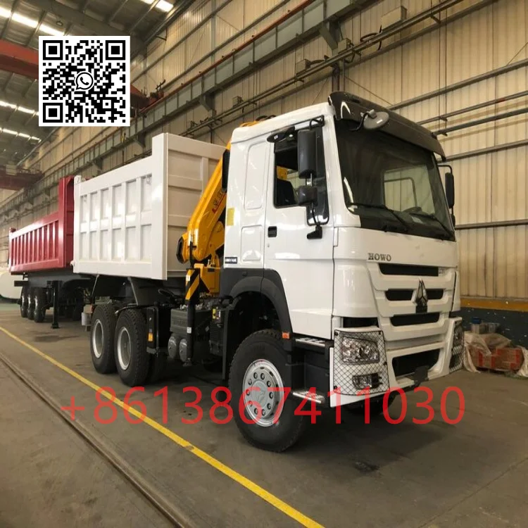 Самосвал CNHTC Sinotruk Howo HW76 ZZ3257V4647B1 6x4 10 колесный самосвал с краном 10-20 тонн