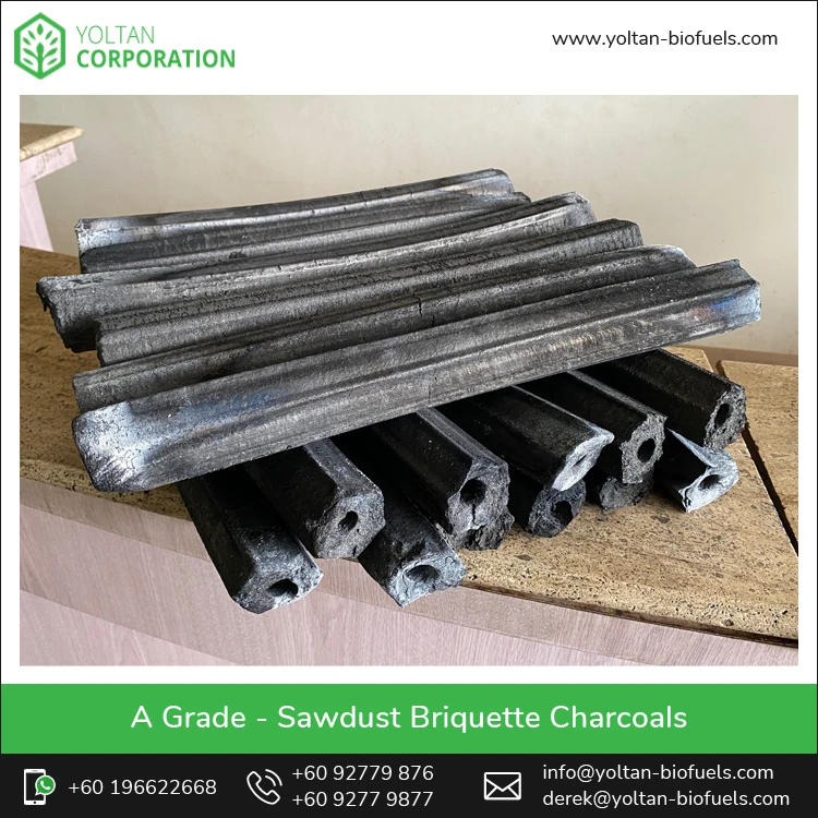 OEM Brand A Grade Sawdust Briquette Charcoal 7752 Calory 2.34% Ash Content Premium Quality Charcoal From Malaysia Supplier