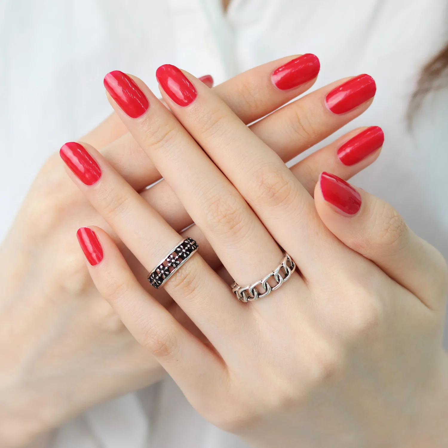 ShineB Gel Nail Strips #45567 Real Red Best selling Nail wraps and easy Glam nail stickers Salon High Quality made in korea