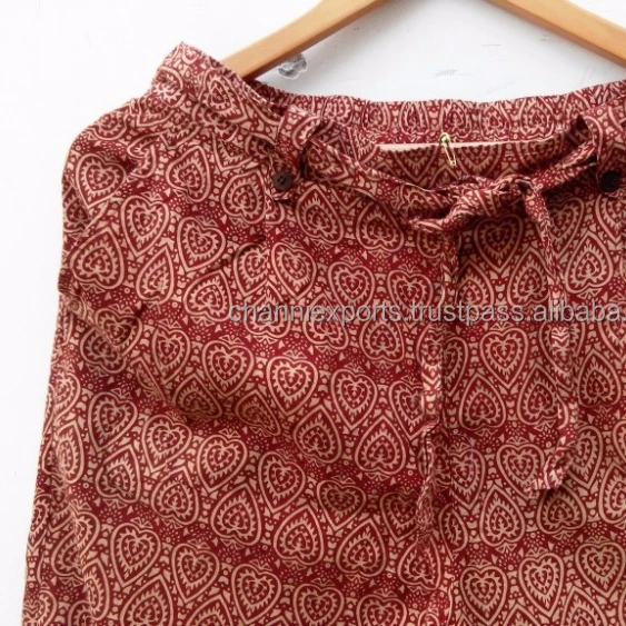 Beautiful Hand Block Printed Cotton Long Pant With Elastic Waist, Colorful Print Pant For Casual Street & Night Sleep Wear Pant