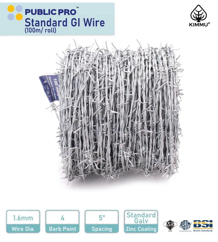 Factory Direct Good Price Standard Galvanized Reverse Twist Barbed Wire 1.6mm x 100 meter