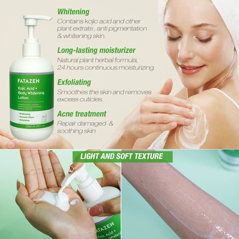 Private Label Organic Kojic Acid Whitening Lotion Body Repair Exfoliating Cream OEM Skin Care Moisturizing Body Whitening Lotion