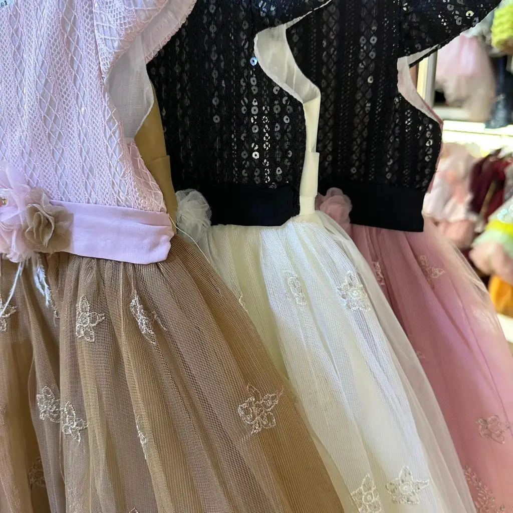 2024 New collection of girls embroidery fancy dress suit with hairband