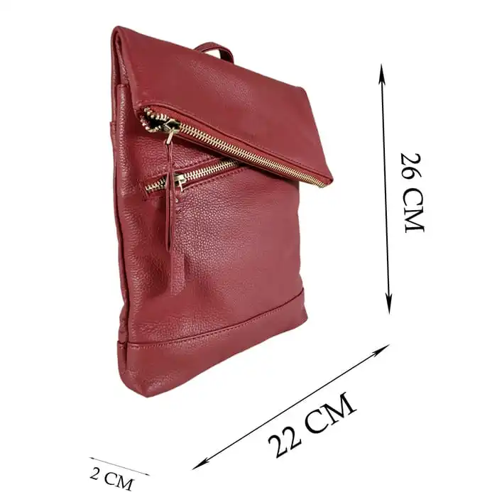 Luxury Quality Red Pebble Grain Leather Mini Flap Over Backpack Vintage style Top Indian Supplier Manufacturer