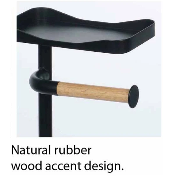 Wood Accent SEC magazine rack free standing toilet paper holder black bathroom accessories