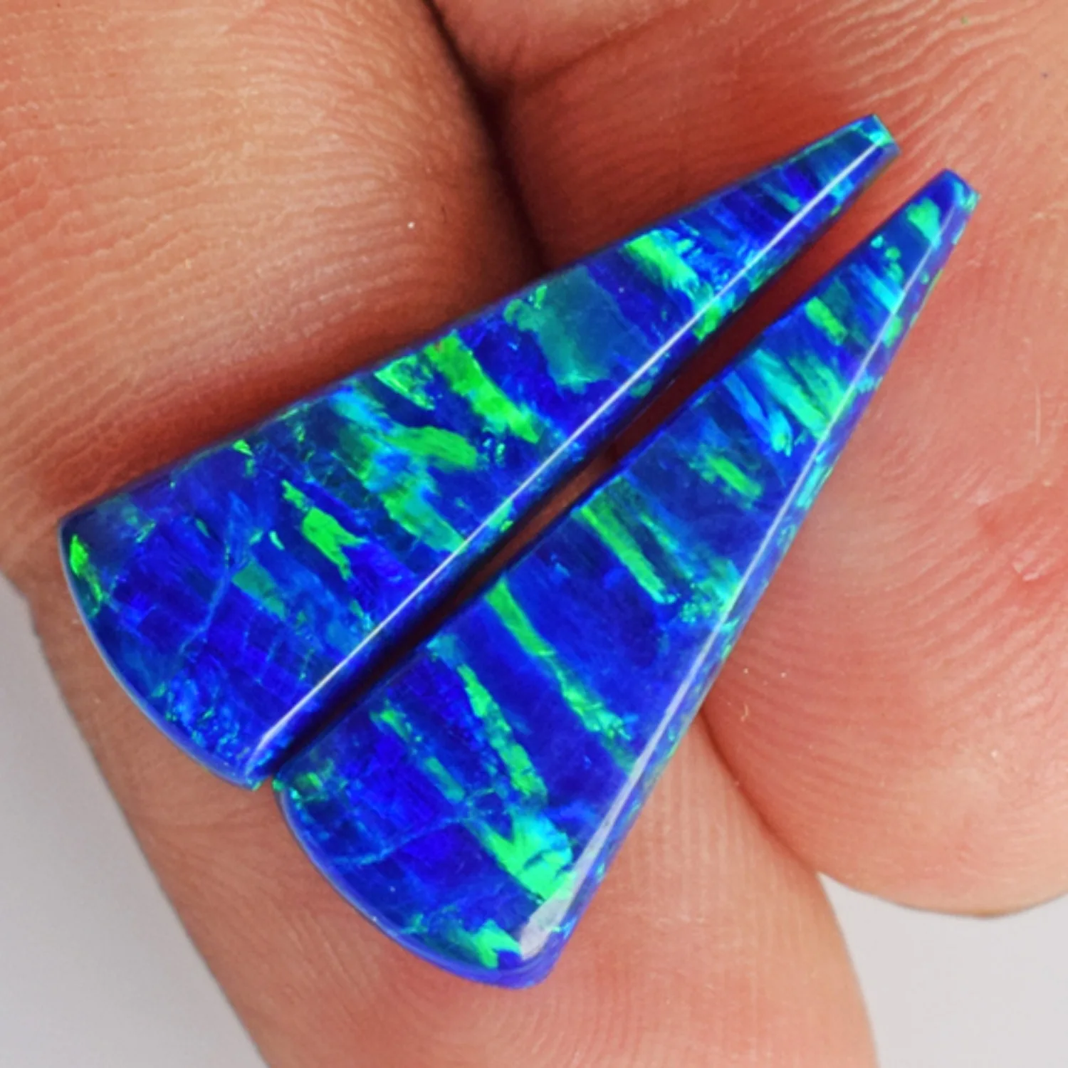 Cabochon Size 22x6x2.5 MM Earrings Jewelry Making Pair Gemstone Fire Opal Supply Handmade Pair Sparkling Blue Green Fire Opal